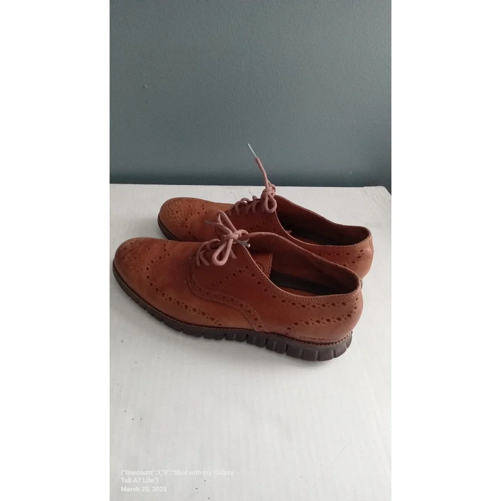 Zelli‎ Brown Leather Wingtip Oxford Dress Shoes Lace Up Brogue